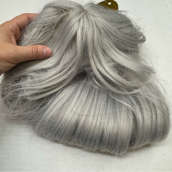 Jinruili 100%  Kanekalon Wig 27” Straight Bang Silver Gray Cosplay Hairpiece - Picture 9 of 10